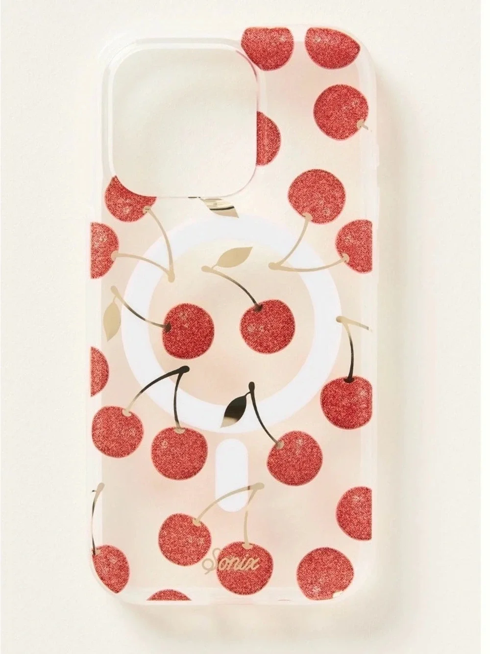 Sonix iPhone 15 Pro Clear & Red Cherry Floral Phone Case Like New